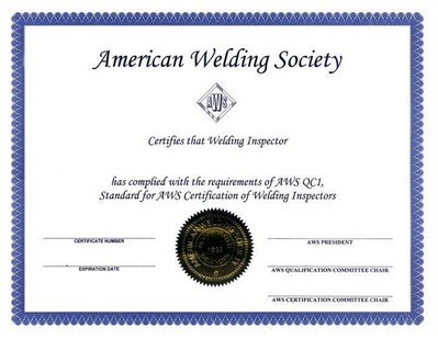美國焊接學(xué)會頒布的注冊焊接檢驗(yàn)師CWI證書